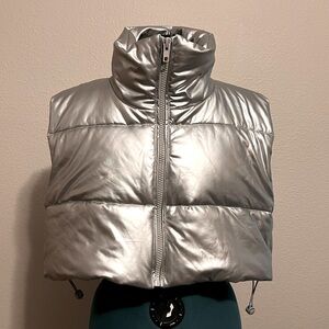 Better Be Silver Puffer Vest - no tags worn once size L